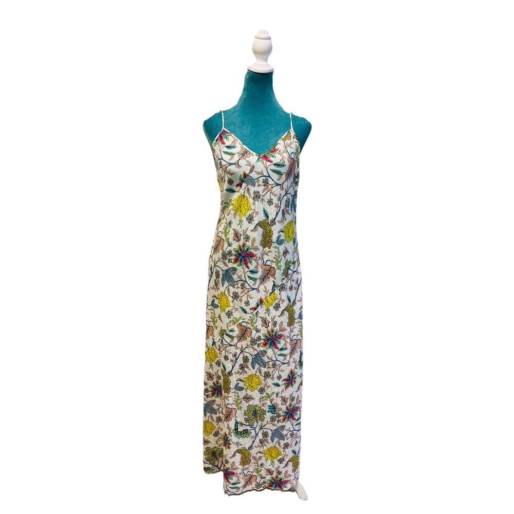 Vintage Diane Von Furstenberg Floral Maxi Dress Silk Cotton Blend Slip Dress S